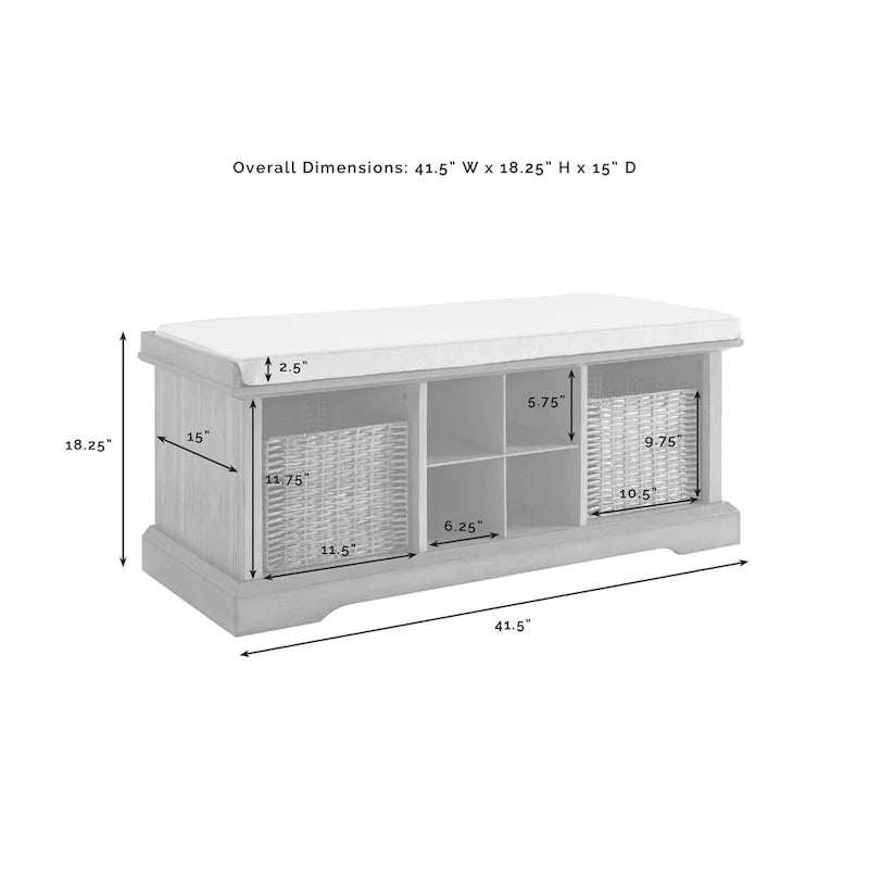 Crosley Brennan White Wooden Entryway Storage Bench 5