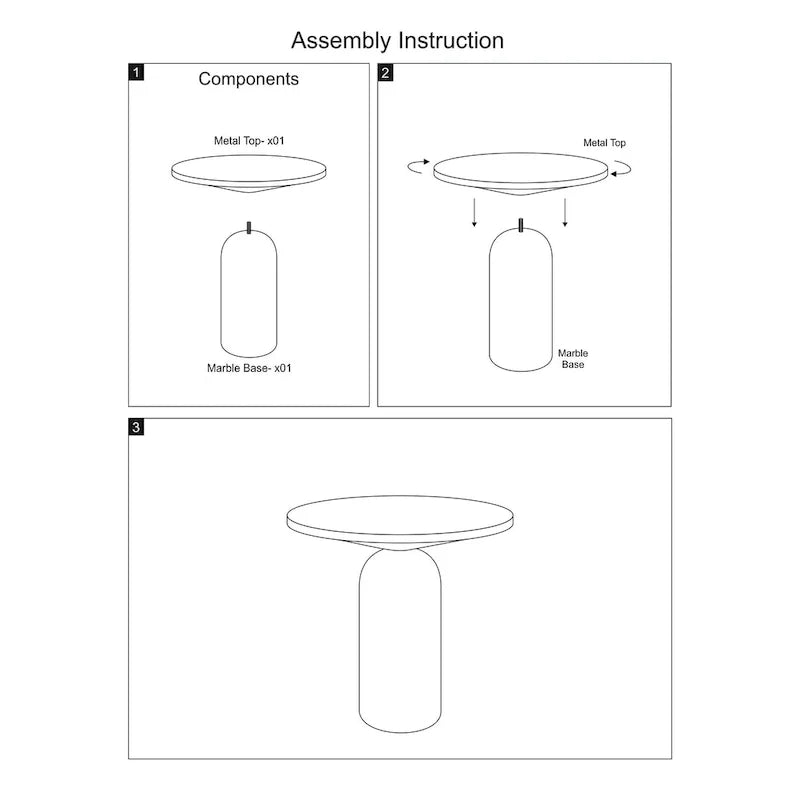 Modern 17-Inch Round Brass Accent End Table with Cylindrical Marble Base in Brass and White 12
