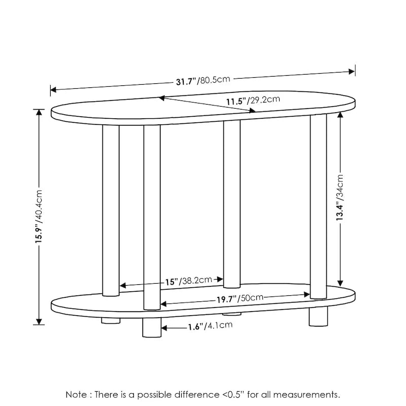 Furinno Turn-N-Tube Tool-Free Contemporary Oval Side Table 3