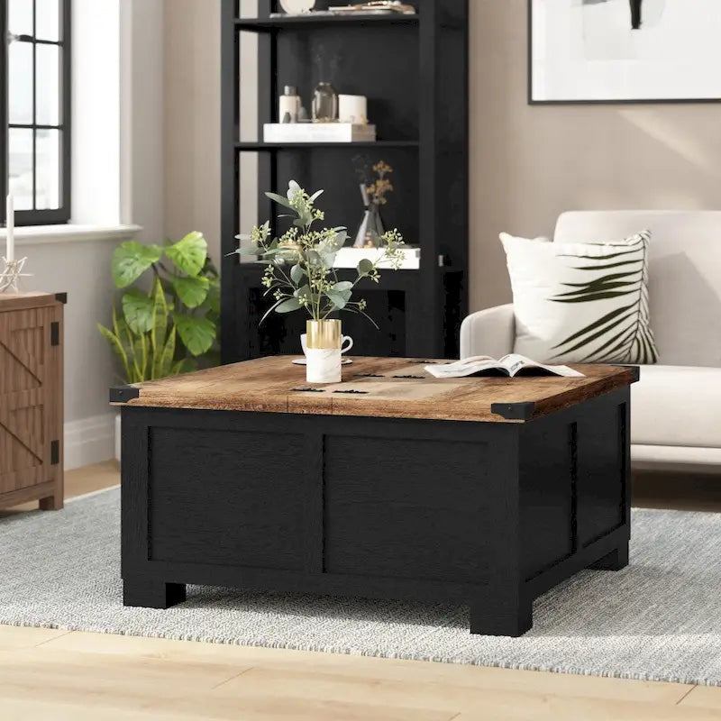 Contemporary Farmhouse Coffee Table Featuring Concealed Storage 33