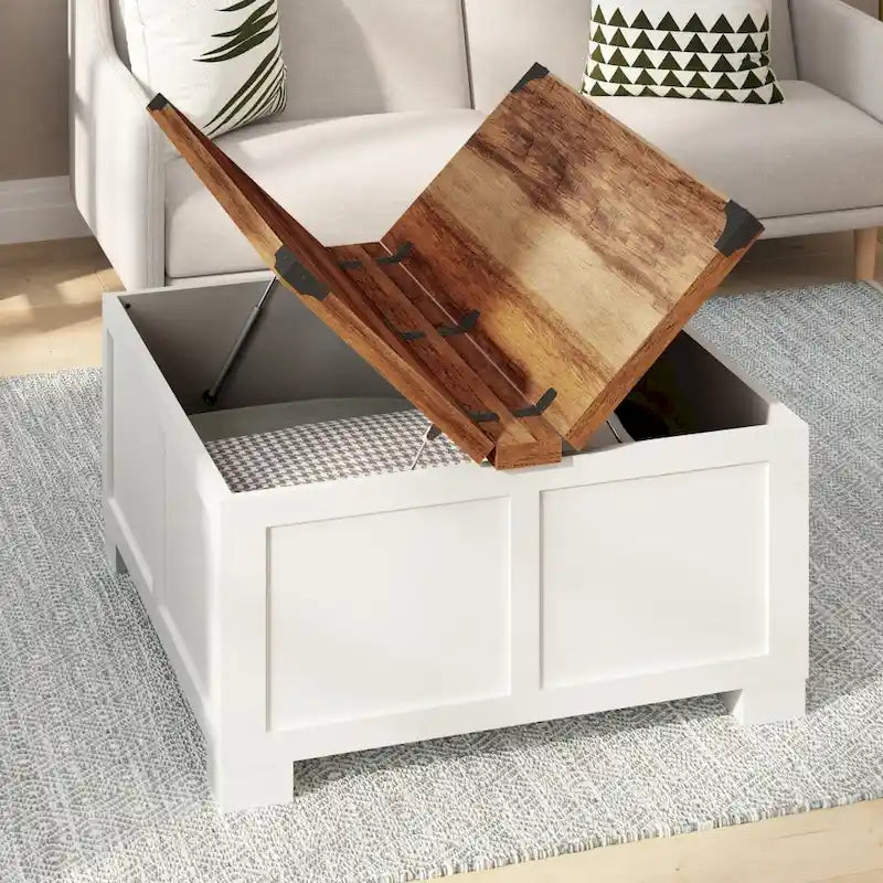 Contemporary Farmhouse Coffee Table Featuring Concealed Storage 2
