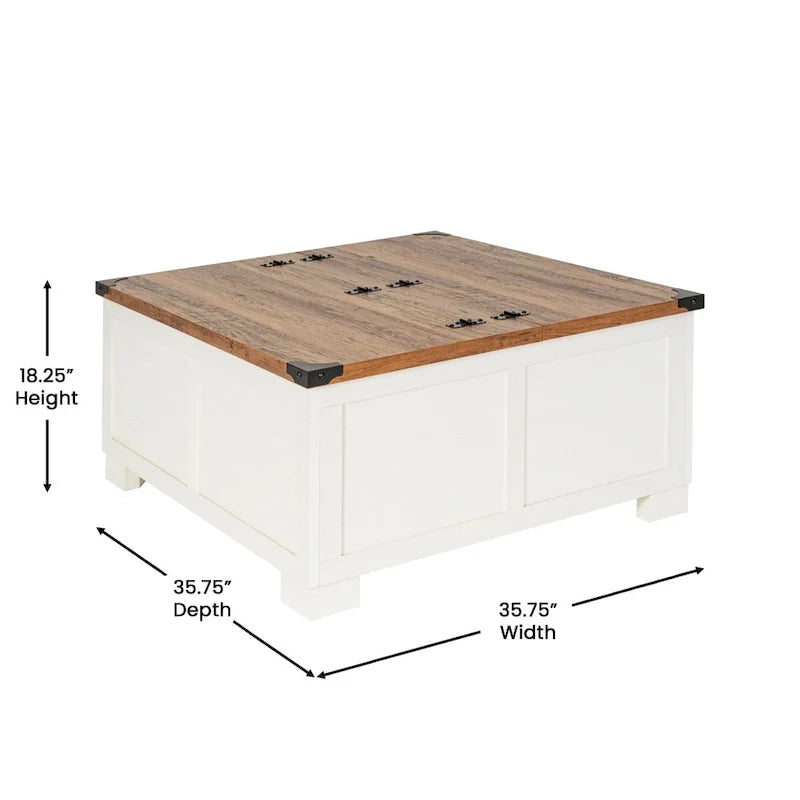Contemporary Farmhouse Coffee Table Featuring Concealed Storage 4