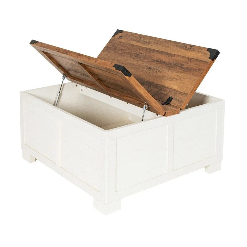 Contemporary Farmhouse Coffee Table Featuring Concealed Storage 6