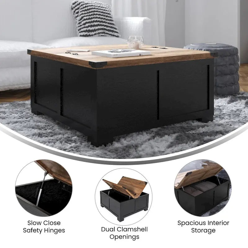 Contemporary Farmhouse Coffee Table Featuring Concealed Storage 14