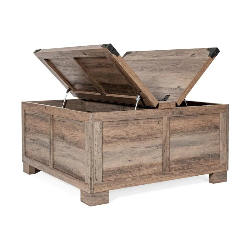 Contemporary Farmhouse Coffee Table Featuring Concealed Storage 28