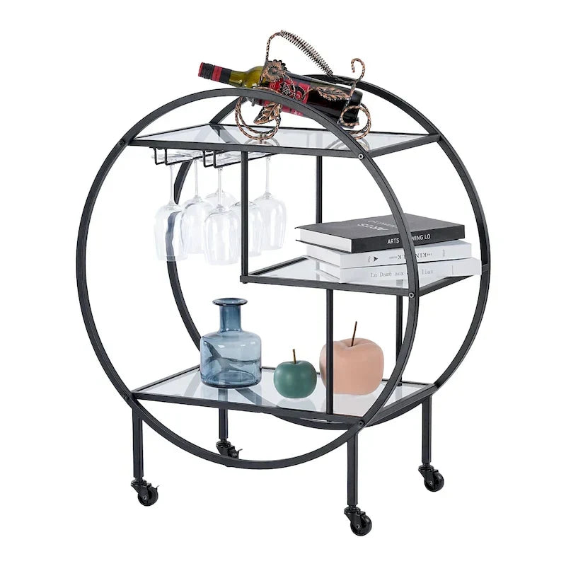 Chic Mobile Bar Cart - Elegant Drink Cabinet for Home & Entertaining 15
