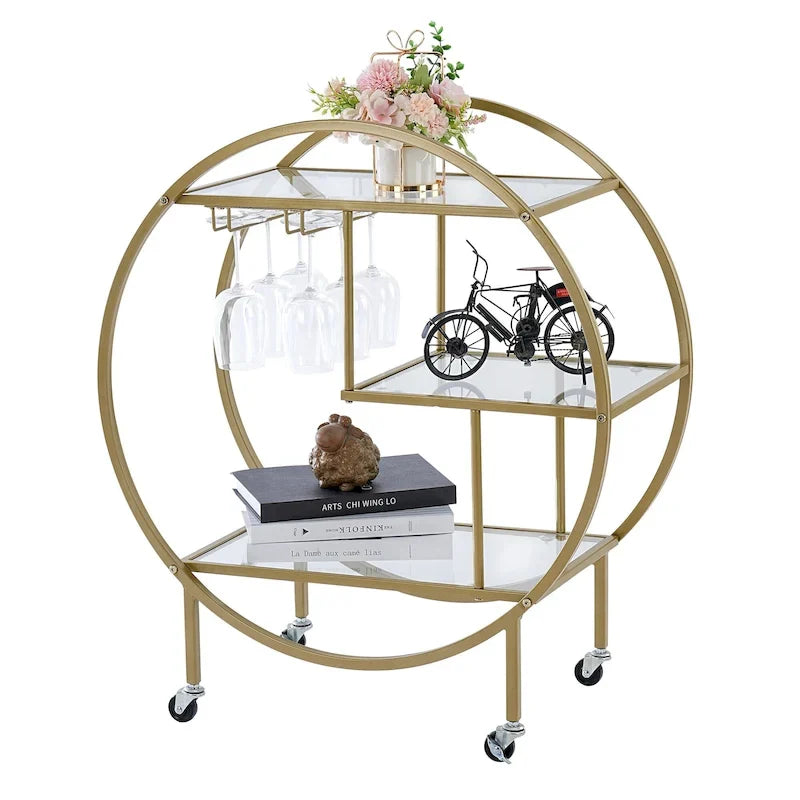 Chic Mobile Bar Cart - Elegant Drink Cabinet for Home & Entertaining 16