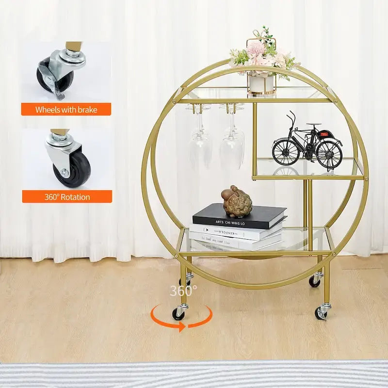 Chic Mobile Bar Cart - Elegant Drink Cabinet for Home & Entertaining 3