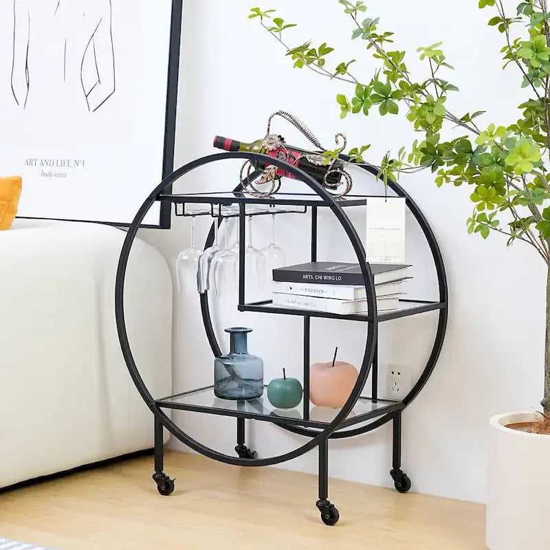 Chic Mobile Bar Cart - Elegant Drink Cabinet for Home & Entertaining 4