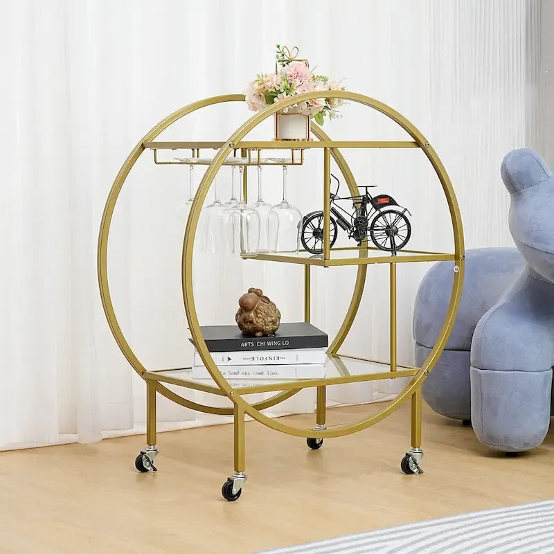 Chic Mobile Bar Cart - Elegant Drink Cabinet for Home & Entertaining 6