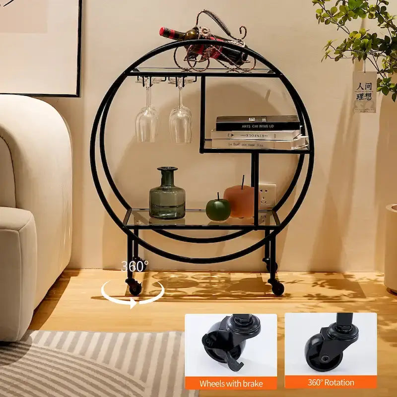 Chic Mobile Bar Cart - Elegant Drink Cabinet for Home & Entertaining 11