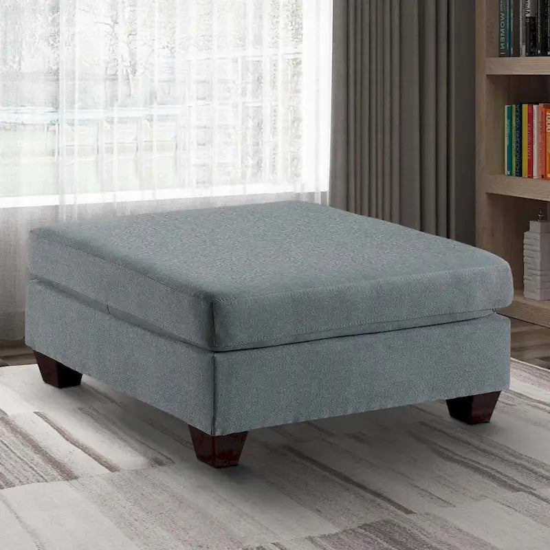 32-Inch Contemporary Square Ottoman with Soft Foam Cushioning in Gray Linen 1