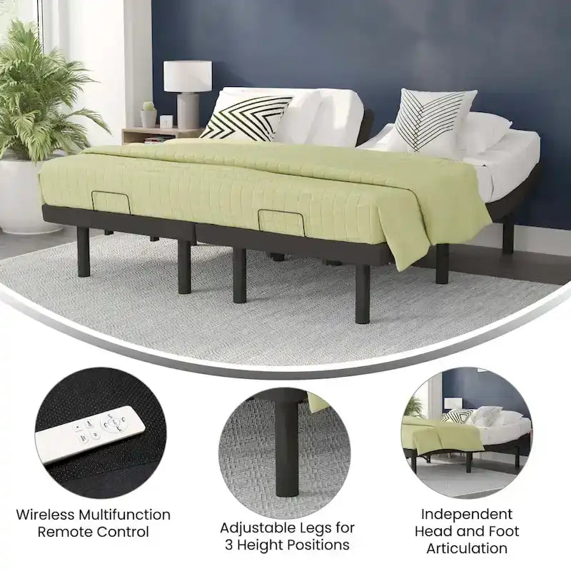 Wireless Remote Adjustable Bed Base with Anti-Skid Upholstery 19