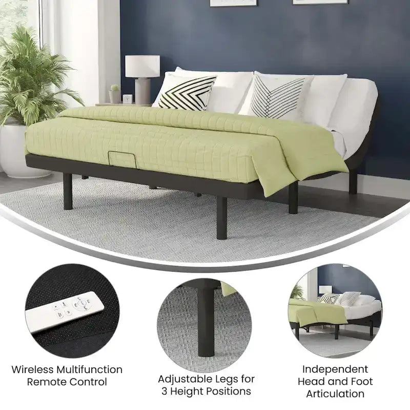 Wireless Remote Adjustable Bed Base with Anti-Skid Upholstery 34