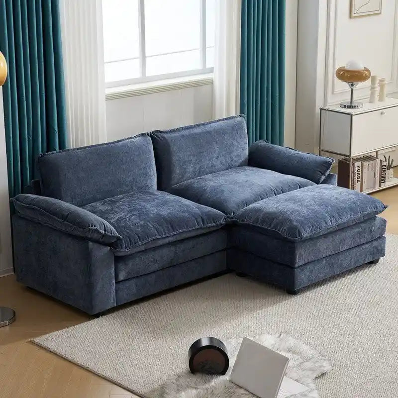 Reversible Sectional Sofa with Ottoman and Cushioned Seating