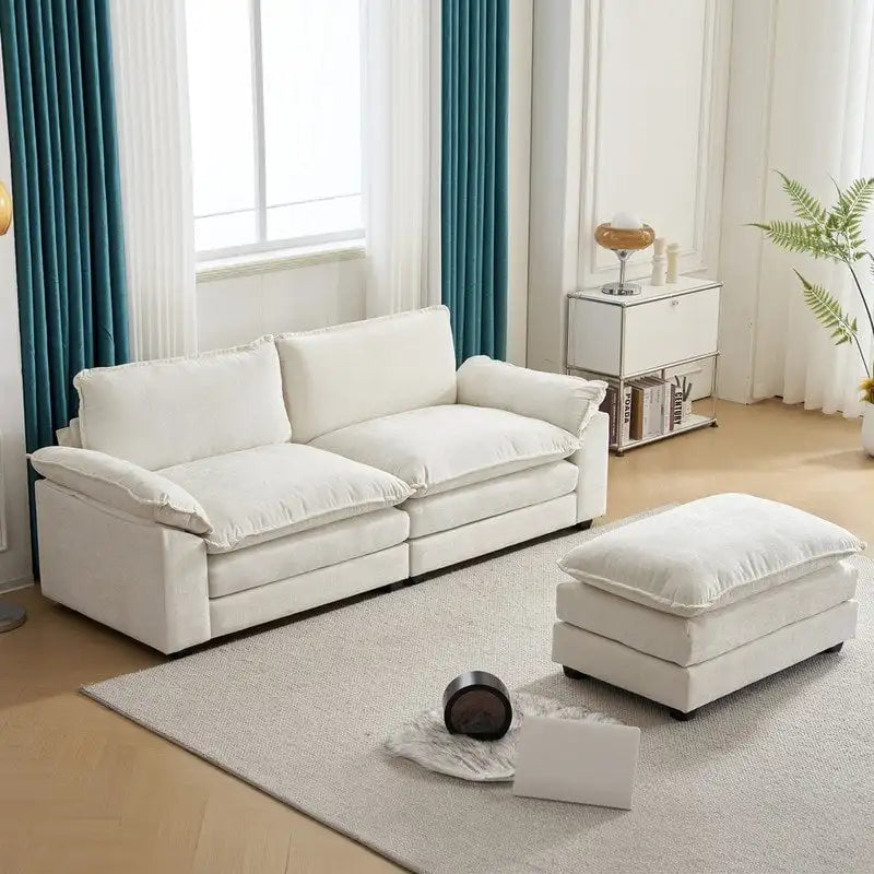 Reversible Sectional Sofa with Ottoman and Cushioned Seating 4