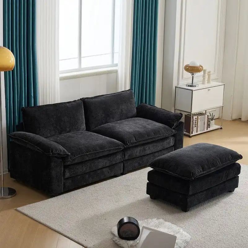 Chenille Two-Seater Sofa with Footstool - 2+1 Indoor Double Bag, Dimensions: 217*141*85 6