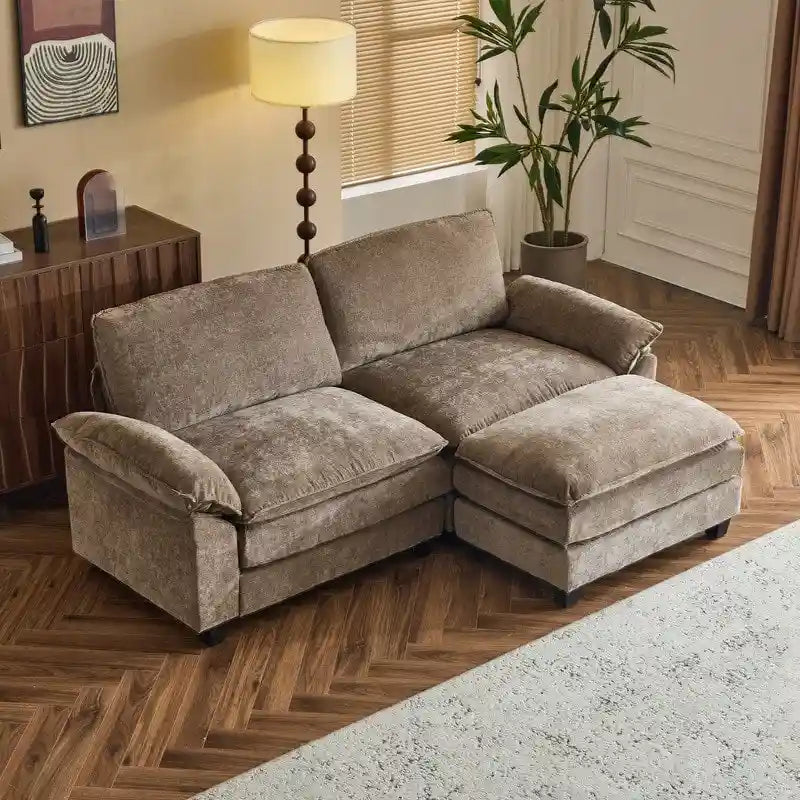 Chenille Two-Seater Sofa with Footstool - 2+1 Indoor Double Bag, Dimensions: 217*141*85 9
