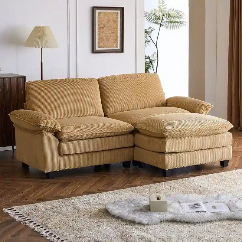 Chenille Two-Seater Sofa with Footstool - 2+1 Indoor Double Bag, Dimensions: 217*141*85 14