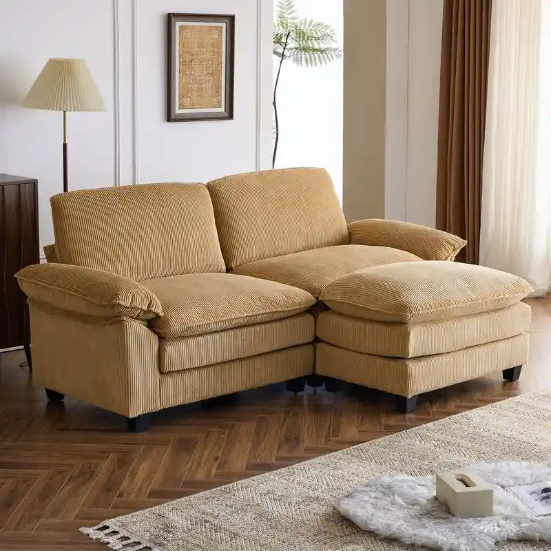 Chenille Two-Seater Sofa with Footstool - 2+1 Indoor Double Bag, Dimensions: 217*141*85 19