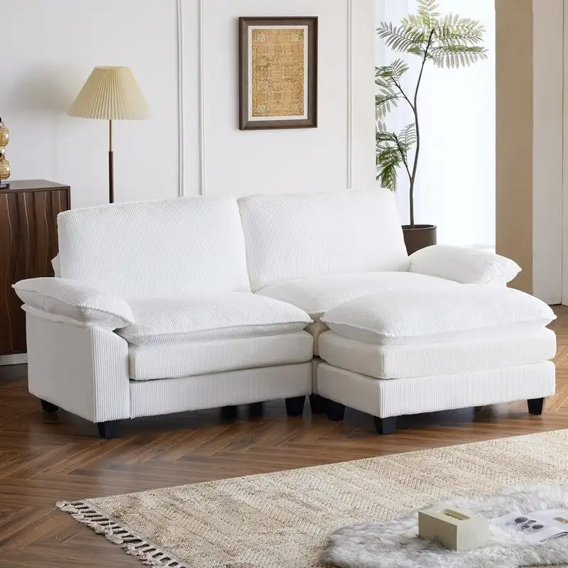 Reversible Sectional Sofa with Ottoman and Cushioned Seating 20