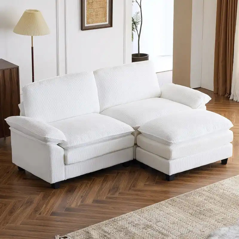 Chenille Two-Seater Sofa with Footstool - 2+1 Indoor Double Bag, Dimensions: 217*141*85 21