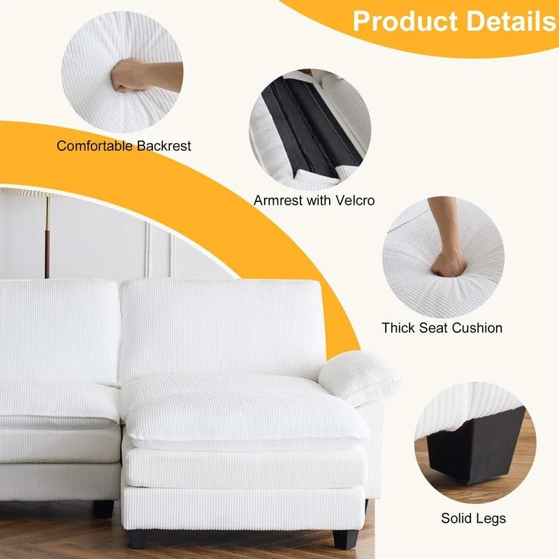 Reversible Sectional Sofa with Ottoman and Cushioned Seating 24