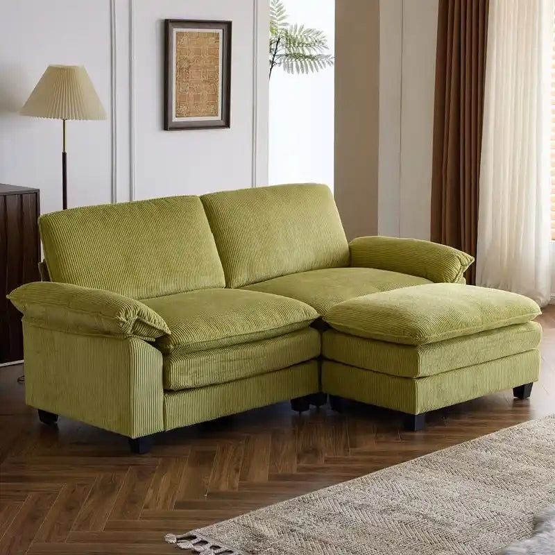 Chenille Two-Seater Sofa with Footstool - 2+1 Indoor Double Bag, Dimensions: 217*141*85 26