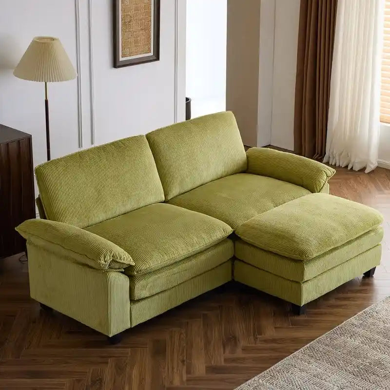 Chenille Two-Seater Sofa with Footstool - 2+1 Indoor Double Bag, Dimensions: 217*141*85 27