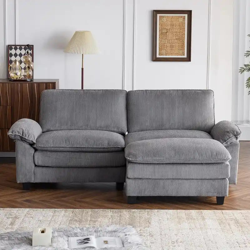 Chenille Two-Seater Sofa with Footstool - 2+1 Indoor Double Bag, Dimensions: 217*141*85 31