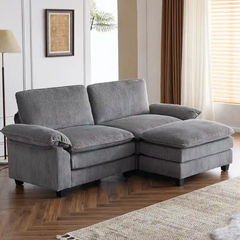 Chenille Two-Seater Sofa with Footstool - 2+1 Indoor Double Bag, Dimensions: 217*141*85 32