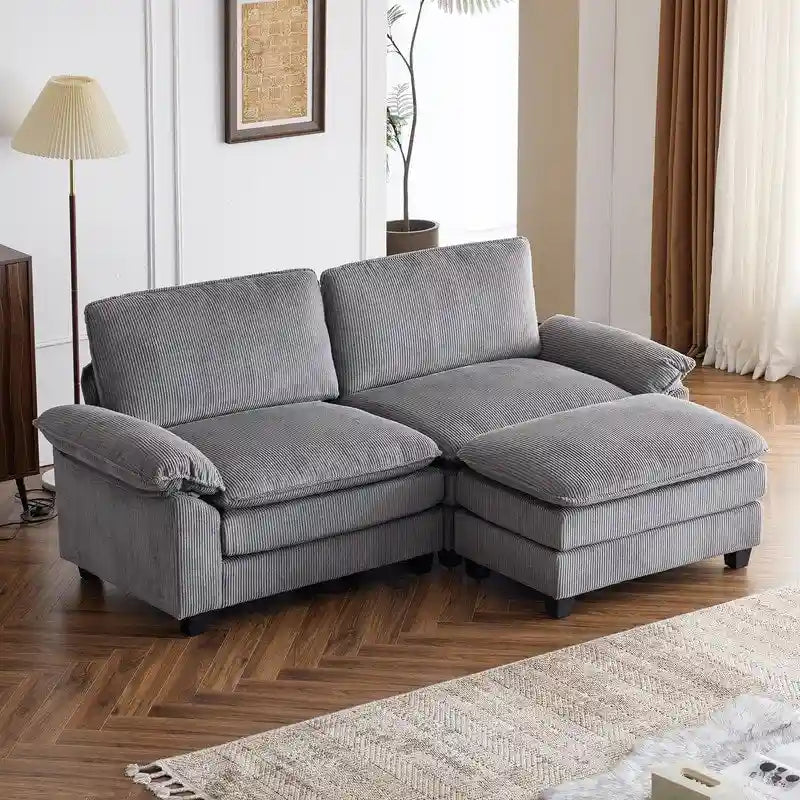 Reversible Sectional Sofa with Ottoman and Cushioned Seating 33