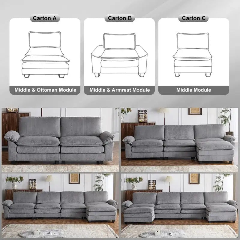 Chenille Two-Seater Sofa with Footstool - 2+1 Indoor Double Bag, Dimensions: 217*141*85 35