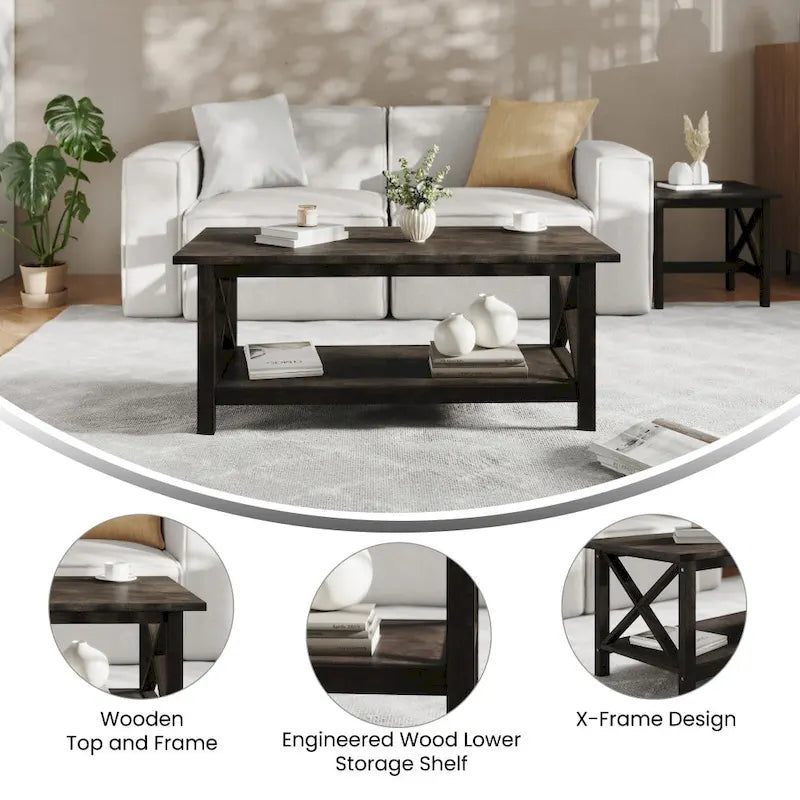 Classic Solid Wood Farmhouse Coffee Table 5
