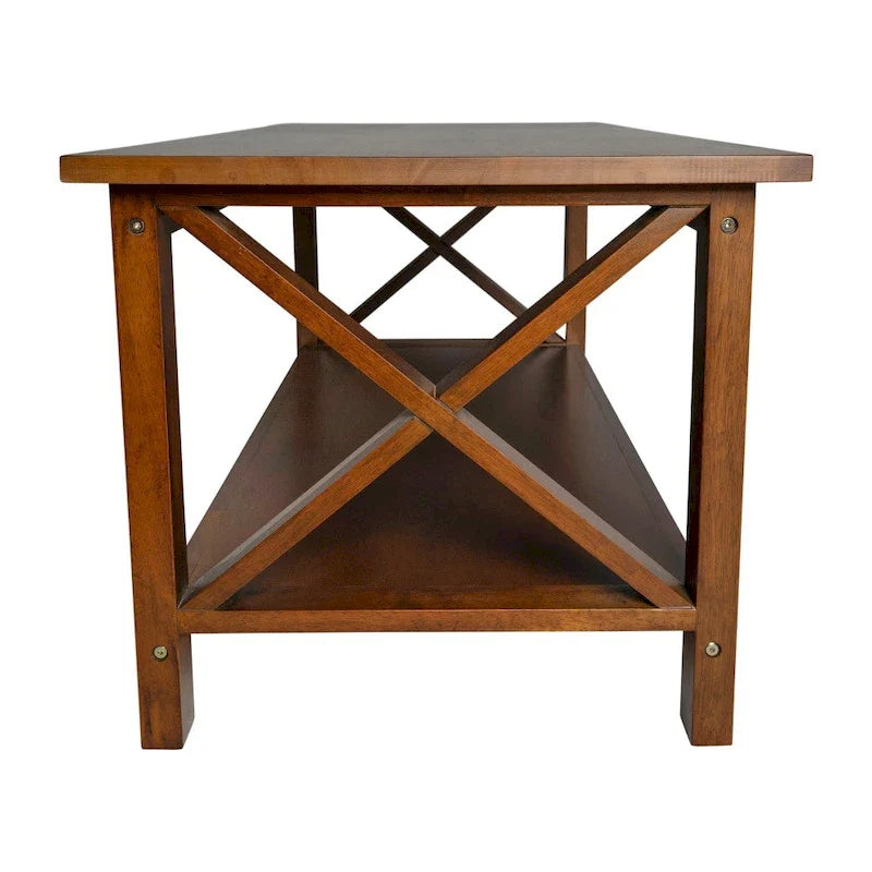 Farmhouse Coffee Table with Shelf and X-Frame Design 18