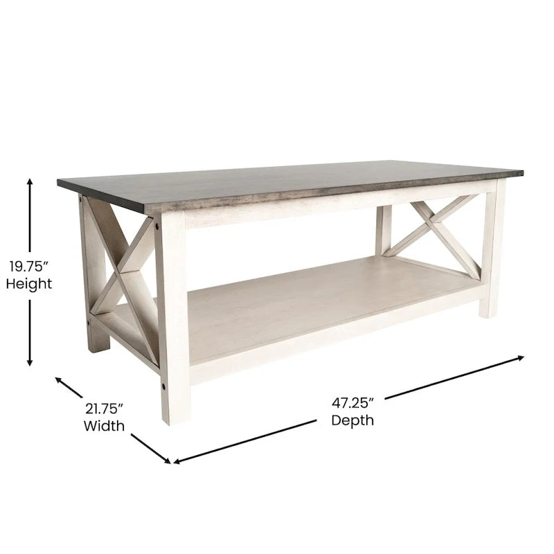 Classic Solid Wood Farmhouse Coffee Table 26