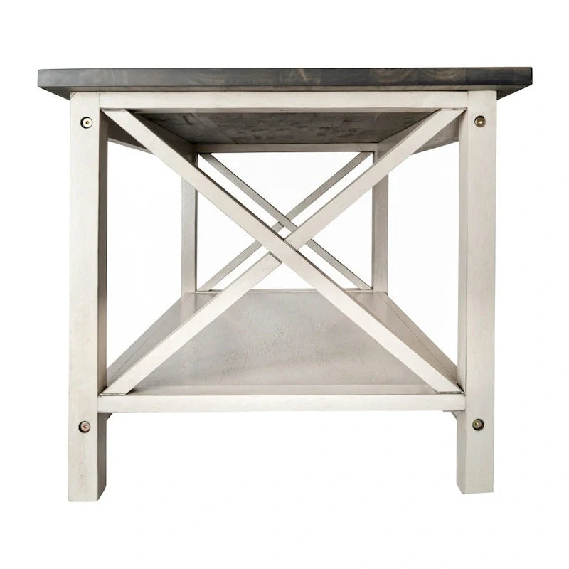 Farmhouse Coffee Table with Shelf and X-Frame Design 28