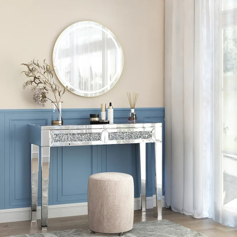 Glamorous Mirrored Console Table with 2 Drawers - Dimensions: 29.92" H x 39.37" W x 13.78" D 10