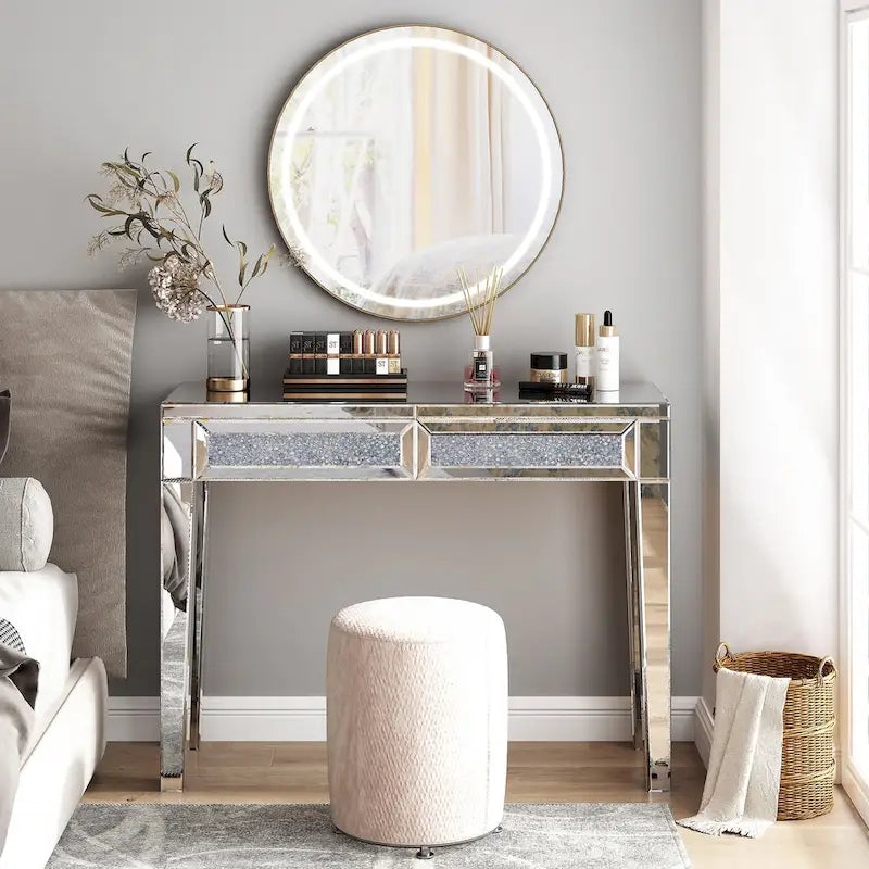 Glamorous Mirrored Console Table with 2 Drawers - Dimensions: 29.92" H x 39.37" W x 13.78" D 2