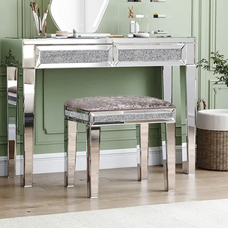 Glamorous Mirrored Console Table with 2 Drawers - Dimensions: 29.92" H x 39.37" W x 13.78" D 5