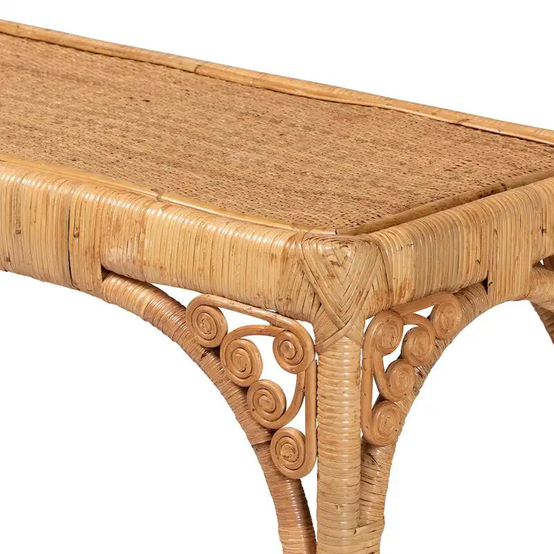 Modern Bohemian Light Honey Rattan Console Table by Bali & Pari - Ramona Collection 5