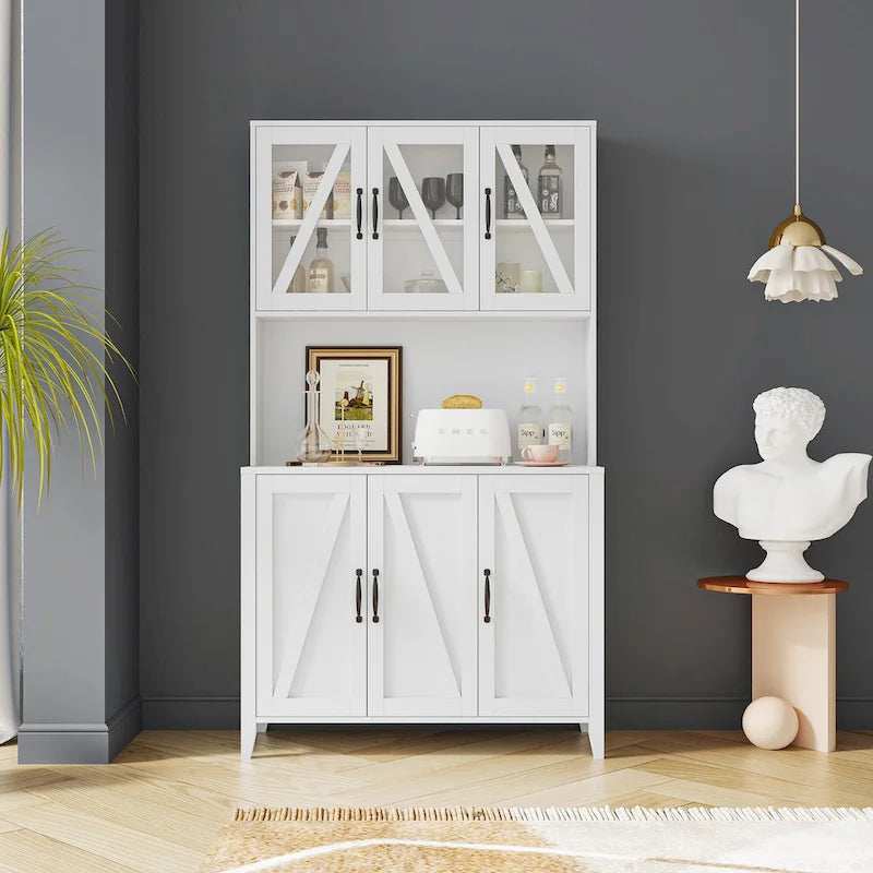 Spacious Kitchen Pantry Storage Cabinet Featuring Glass Doors 3