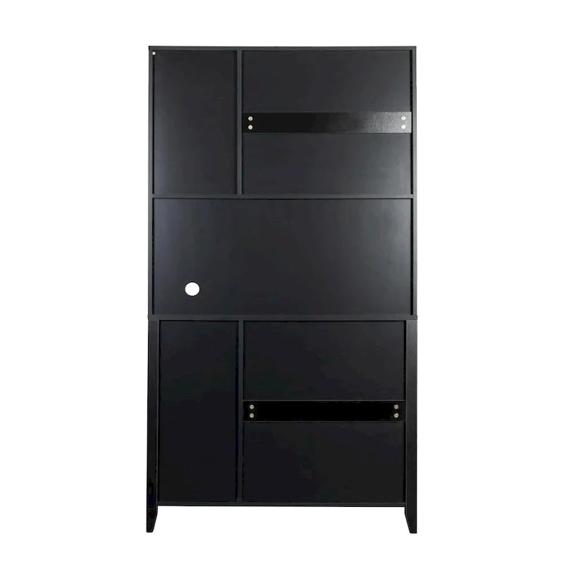 Spacious Kitchen Pantry Storage Cabinet Featuring Glass Doors 5