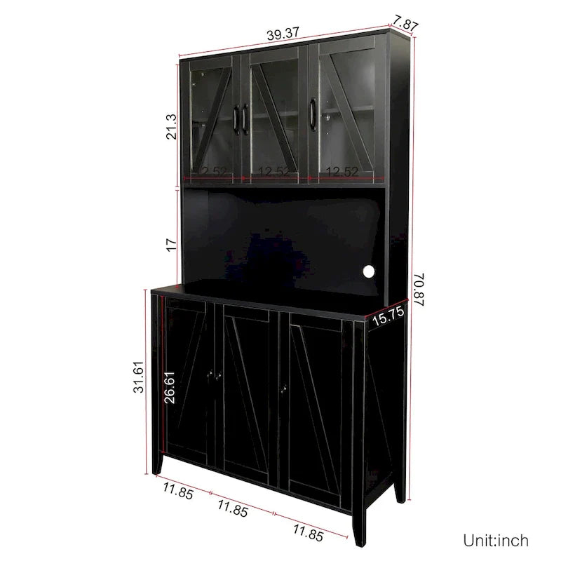 Spacious Kitchen Pantry Storage Cabinet Featuring Glass Doors 6