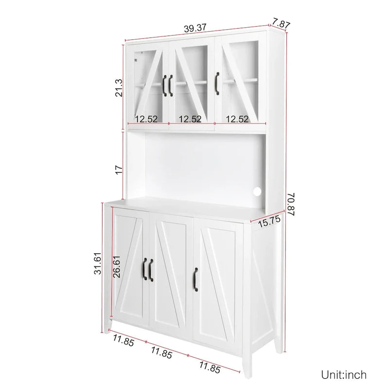 Spacious Kitchen Pantry Storage Cabinet Featuring Glass Doors 14