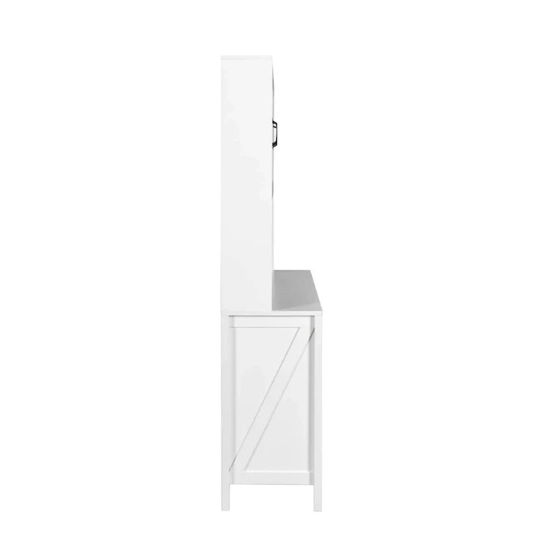 Spacious Kitchen Pantry Storage Cabinet Featuring Glass Doors 18