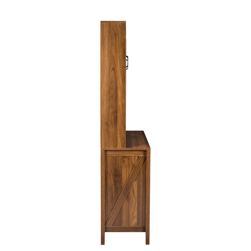 Spacious Kitchen Pantry Storage Cabinet Featuring Glass Doors 23