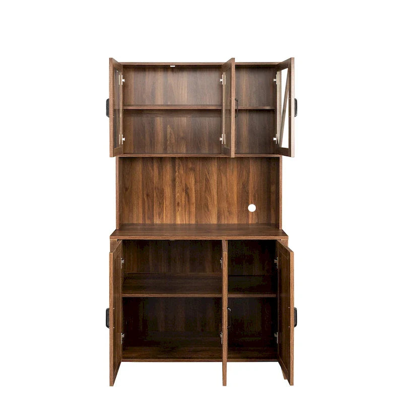 Spacious Kitchen Pantry Storage Cabinet Featuring Glass Doors 24