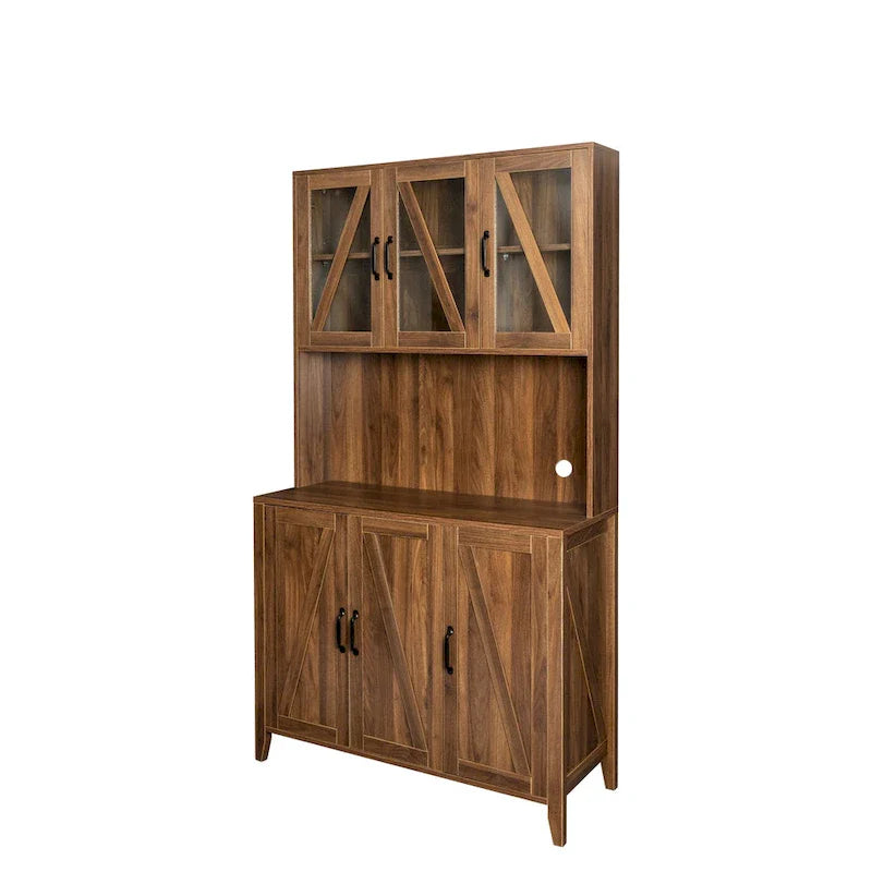 Spacious Kitchen Pantry Storage Cabinet Featuring Glass Doors 25