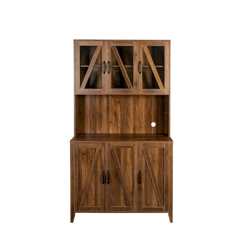Spacious Kitchen Pantry Storage Cabinet Featuring Glass Doors 26